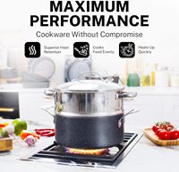 Ensemble complet de casseroles et poêles de 20 pièces, sans PFOA/PFOS, compatible four et lave-vaisselle, couvercles en verre, style américain, compatible gaz et induction.