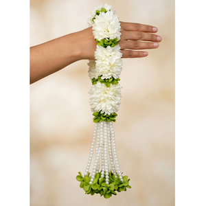 Guirlande florale artificielle blanche avec perles suspendues, collier décoratif pour mariage, festival, temple, décoration d'événements - Product Image 4