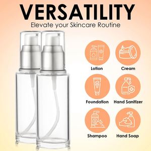 Vente en gros de flacons en verre transparent givré de 20 ml, 30 ml, 40 ml, 50 ml, 60 ml, 80 ml, 100 ml avec pompe à lotion pulvérisateur argentée ou dorée - Product Image 2