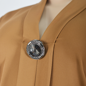 Мусульманская женская абайя в стиле ретро с карманами, оборками, леопардовым принтом и однотонными элементами, модная, с рукавами-фонариками, дышащая, повседневная, в стиле роба - Product Image 5