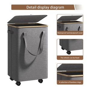 Bamboo Laundry Hamper for Clothes and Toys <b>Large</b> Capacity Laundry Hamper With Wheels Bamboo Laundry <b>Basket</b> - Product Image 2