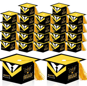 Boîtes cadeaux en carton en forme de chapeau de docteur 9*9*6cm, boîtes cadeaux en papier pliables recyclables personnalisées pour fête de remise de diplôme - Product Image 2