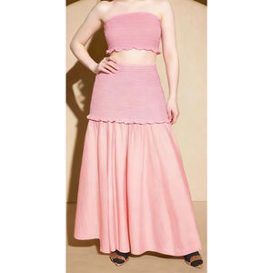 Nouvelle Collection : Ensemble Jupe Longue Plissée Taille Haute Style Vintage pour Femme – Confortable et Respirant en Maille - Product Image 2