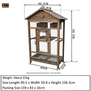 Voliera Grande di Lusso in Legno Resistente alle Intemperie per Pappagalli, Fringuelli, Canarini con Vassoio Estraibile, Durevole e Certificata FSC - Product Image 5