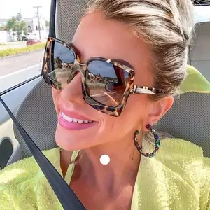 新款时尚超大号女士太阳镜品牌设计师塑料大框渐变太阳镜UV400 gafas de sol mujer