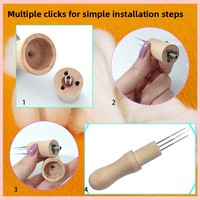 Kit d'outils de feutrage à 3 aiguilles avec manche en bois, aiguilles à feutrer la laine multi-aiguilles, kit de bricolage artisanal fait main 12,5 cm