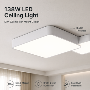 138W <b>Modern</b> Geometric Acrylic Iron Dimmable <b>LED</b> Flush Mount <b>Ceiling</b> <b>Light</b> With Remote For Indoor Living Room Bedroom - Product Image 3