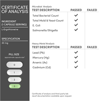 Prix d'usine OEM ODM Capsules de L-Ergothionéine 30mg de L-Ergothionéine pure et végétale par capsule pour le soutien des télomères