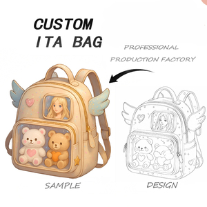 Zaino Ita personalizzato a tema Criniera di Leone in pelle vegana con finestra trasparente per esposizione di spille smaltate, Borsa Ita per spille anime, Essenziale per Cosplay - Product Image 4