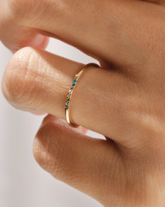 Bague demi-<span class=keywords><strong>éternité</strong></span> personnalisée en argent sterling 925 plaqué or 14 carats avec zircons cubiques arc-en-ciel, pierres de naissance colorées, empilable, cadeau de bijoux - Product Image 2