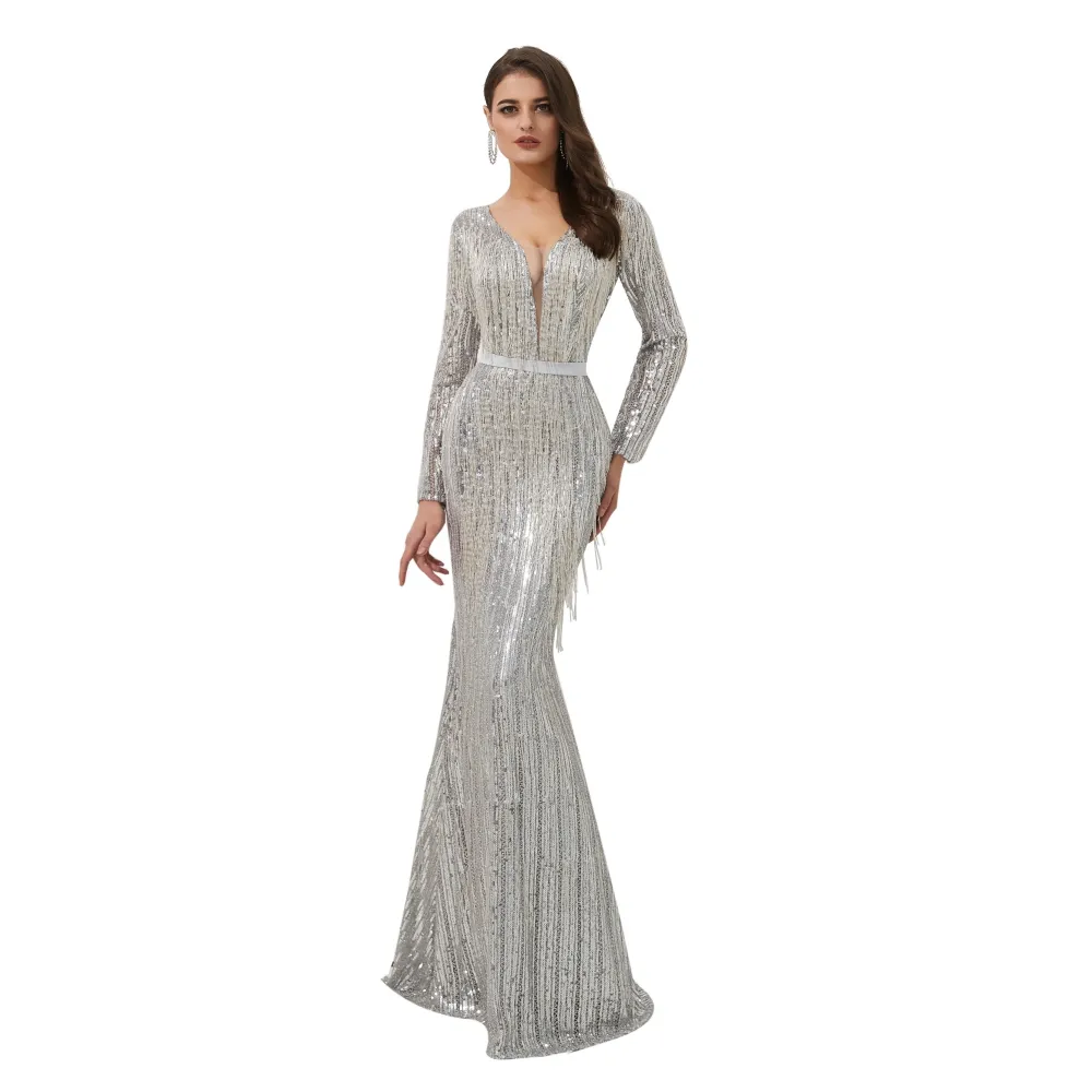 cheap silver long dresses