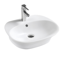 Lavabo semi-encastré de bonne qualité, blanc brillant, en céramique, pour salles de bain minimalistes