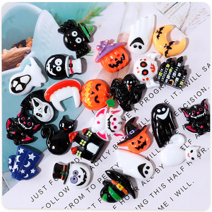 Abalorios de resina de Halloween de formas irregulares mixtas, pintados a mano, decoraciones artísticas DIY para la creación de joyas - Product Image 4