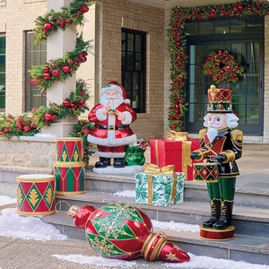 Sculpture en résine de fibre de verre <span class=keywords><strong>rouge</strong></span> <span class=keywords><strong>et</strong></span> verte en gros, décoration extérieure, <span class=keywords><strong>casse</strong></span>-<span class=keywords><strong>noisette</strong></span> de Noël en résine, statue de soldat - Product Image 2