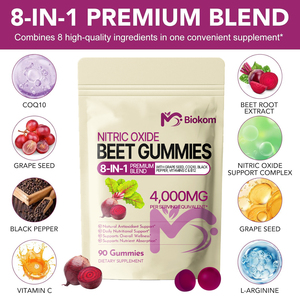 Gummies <span class=keywords><strong>à</strong></span> la racine de betterave avec vitamines C et B12, L-Arginine et L-Citrulline, extrait de pépins de raisin <span class=keywords><strong>pour</strong></span> des antioxydants et un supplément énergétique sain - Product Image 2