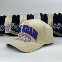 Casquette de baseball en velours côtelé à 5 panneaux de haute qualité, styles sportifs, broderie à la main, motif argyle, léopard, pois, fruits, logo personnalisé, visière plate