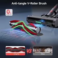 Aspirateur balai sans fil 350W, aspirateur à main domestique avec lumière LED verte, conception autoportante, brosse de sol en V
