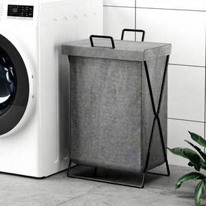 Hua Cheng Modern Design Durable Bathroom Laundry Basket with Folding Handles and Non-Woven Fabric - Product Image 1