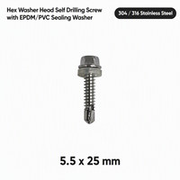 Vis autoperceuse à tête hexagonale avec rondelle d'étanchéité en acier inoxydable 304/316 5,5 x 25 mm pour tôles d'acier de toiture OEM