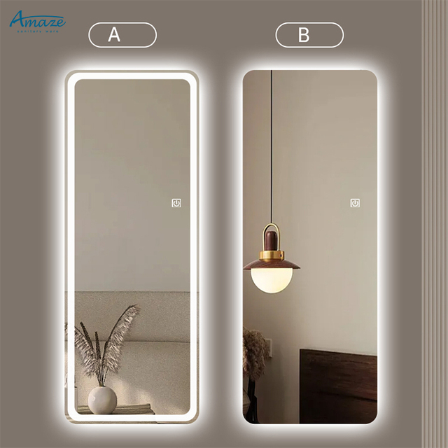 Factory Wholesale Custom Wall Mounted Long Mirror Smart Mirror Rectangle Defogger Dressing Led Mirror Intelligent
