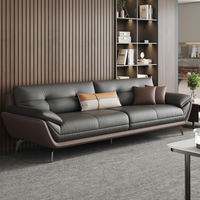 Ensemble de canapés en cuir de style italien moderne pour salon, design exécutif en bois