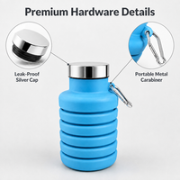 Bouteille d'eau en silicone durable, pliable, portable, tasse de sport, anti-fuite, gourde pliable pour l'alpinisme et la course à pied