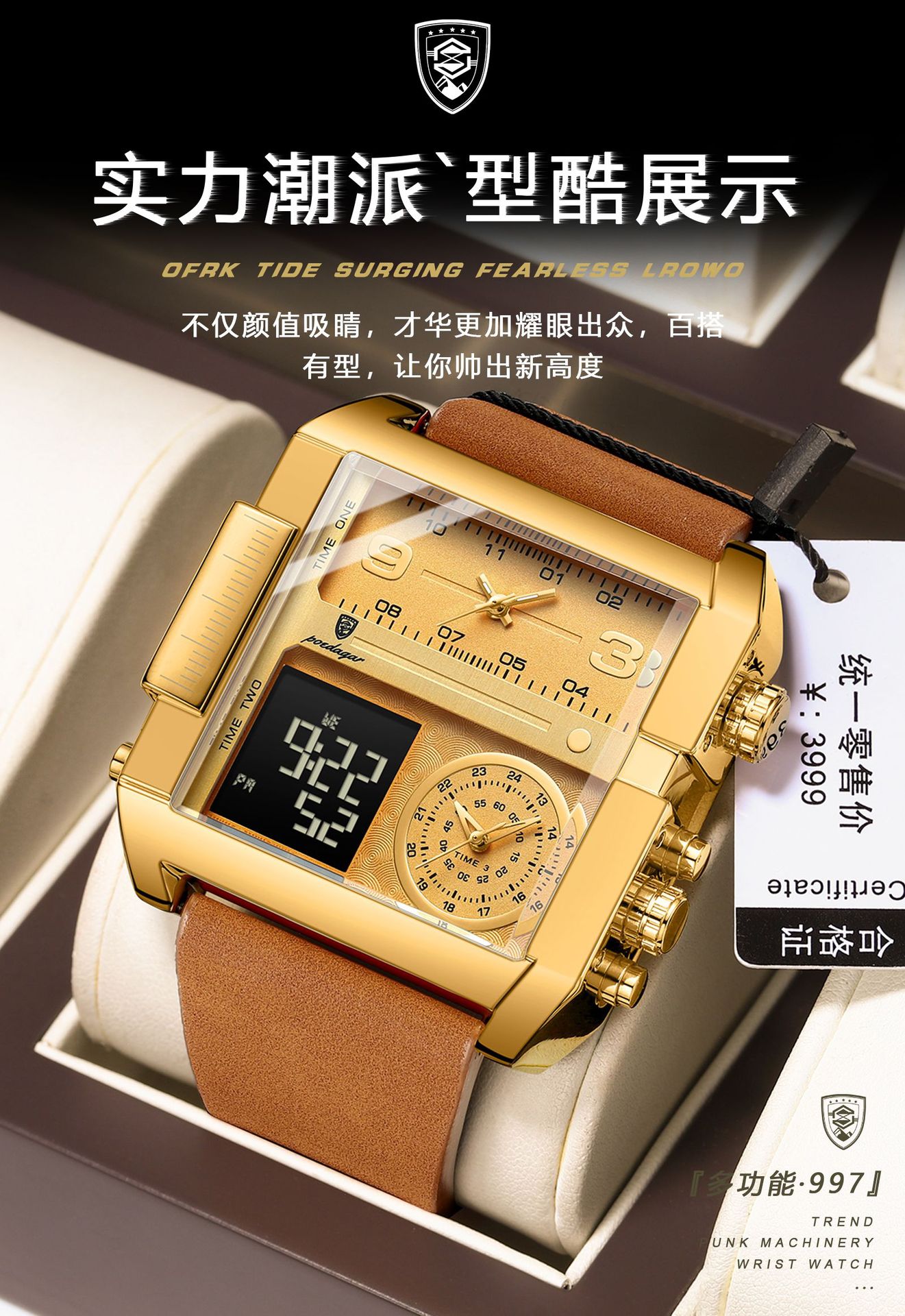 OLEVS Analogico Argento Orologio Uomo Nero Quadrante Grande con Data Impermeabile Luminoso Lusso Cronografo Wrist Watches for Men Quarzo Acciaio Inossidabile Fase Lunare