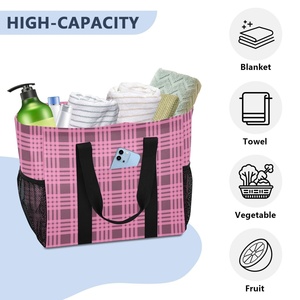 Oversize Portable Clothes Storage Basket Beach Bag Hawaiian Pink Palaka <b>Sublimation</b> Print Dust Bag Custom Laundry Basket - Product Image 5