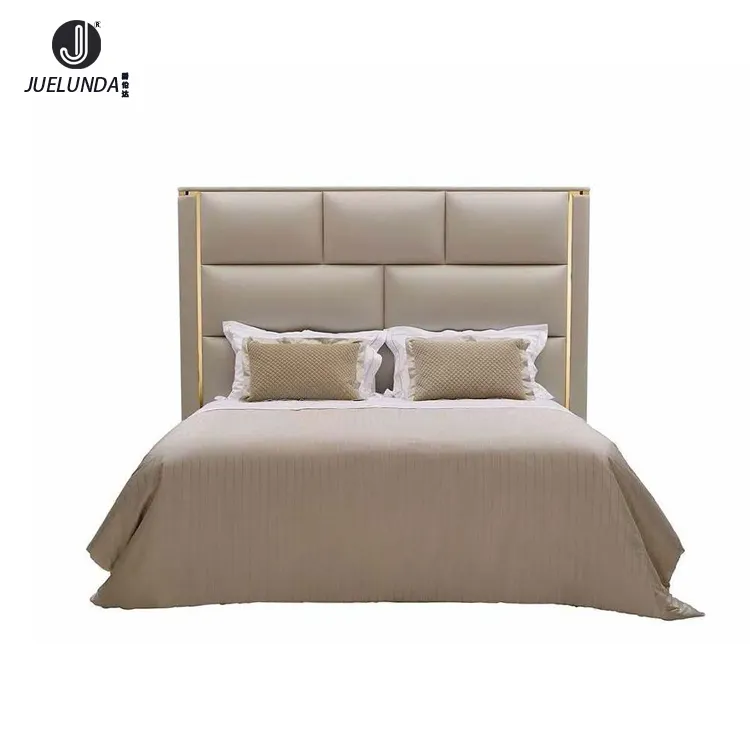 Los últimos diseños de respaldo de cama de lujo moderno, muebles de dormitorio de estilo italiano, muebles de cama king size con pies de PVC