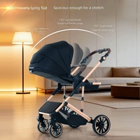 Poussette Bébé Transfrontalière Bidirectionnelle à Siège Plat, Légère et Pliable, avec Absorption des Chocs et Cadre en Alliage d'Aluminium pour Bébés