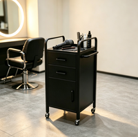 Chariot de rangement de salon de luxe en métal doré et noir, chariot de coiffure et de beauté avec tiroir et armoire