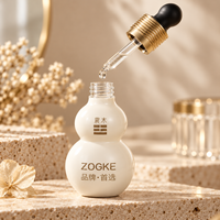 Vente en gros de flacons compte-gouttes en verre en forme de gourde de 20 ml, 30 ml, 50 ml avec bouchon fileté doré pour l'emballage d'huiles essentielles et de sérums pour le visage