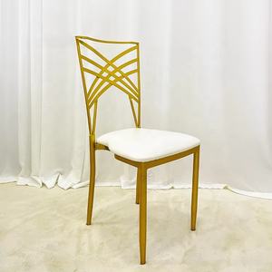 Vente en gros de luxe Empilable Fer Or Crossback Chaise Mariage pour réception d'événement - Product Image 3