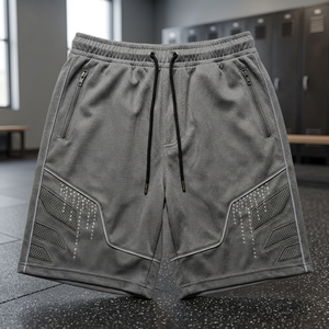 Pantalones cortos Bermuda de malla de nailon transpirable para hombre, cintura alta, cierre con cordón, ecológicos, corte regular, para gimnasio, deportes, casual. - Product Image 2