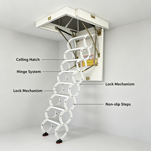 <span class=keywords><strong>Escalera</strong></span> plegable moderna <span class=keywords><strong>de</strong></span> aluminio para acceso al ático <span class=keywords><strong>con</strong></span> escalones retráctiles, diseño que ahorra espacio, capacidad <span class=keywords><strong>de</strong></span> carga <span class=keywords><strong>de</strong></span> 300 kg. - Product Image 4