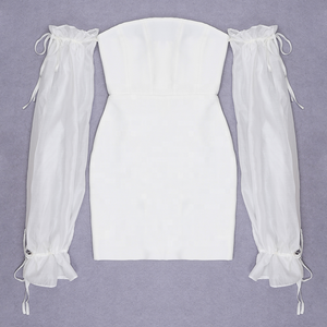 Мужская сексуальная модная одежда с открытыми плечами белая бандажная облегающая повседневная одежда Vetements-femme-chic - Product Image 5