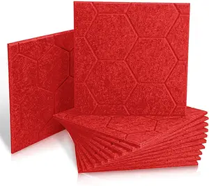 Hexagonal bevel tiles polyester acoustic panels for acoustic insulation panel tiles for acoustic treatment in homes and offices