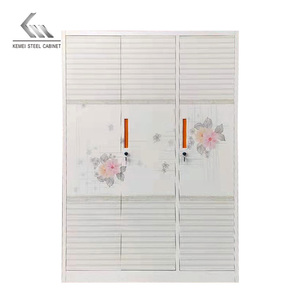 Penjualan Laris Tiga Pintu Desain Modern Pola Transfer Cermin Baja Lemari Pakaian India Almirah Godrej - Product Image 3