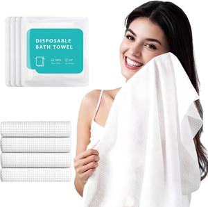 Serviette de Bain Jetable en Coton Épaisse, Format Voyage, Compressée, Portable, Imprimée, Couleur Unie - Product Image 1