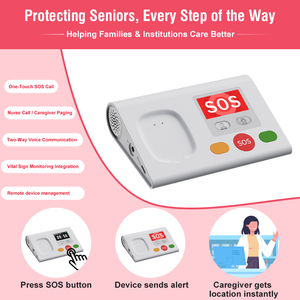 Système d'alerte SOS bidirectionnel Jiai L04 4G/WiFi avec détection de chute et contrôle par application <span class=keywords><strong>pour</strong></span> usage domestique et hôtelier, télésoins <span class=keywords><strong>pour</strong></span> personnes âgées - Product Image 2