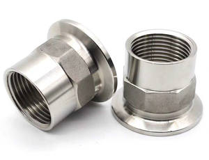 מתאם תבריג נקבה תלת-אצבעי סניטרי מפלדת אל-חלד 304 עם טבעת, בעל תו תקן CE, מלוטש, 1/8-6 אינץ', מחושל, למים/שמן - Product Image 5