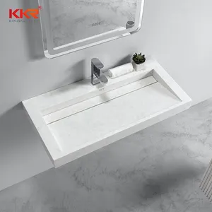 Solid Surface Sink Single Basin Große Waschtisch wand Hung Marmor Waschbecken Kunststein Waschbecken
