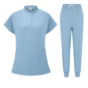 Women's Plus Size Work Uniform Split Set Moisture Wicking Solid Color Casual Summer Clothes For Doctors Nurses Beauty Salons - Product Image 5