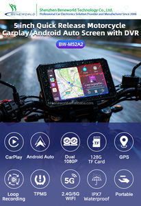 Écran CarPlay pour moto de 5 pouces, double caméra, écran tactile étanche pour la navigation à moto - Product Image 4