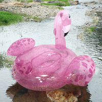 Jouets de piscine pour fête aquatique, jouets de plage d'été, jouets aquatiques pour adultes, flotteur gonflable rose en forme de flamant rose avec paillettes