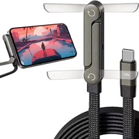 Support de téléphone pliable invisible 2-en-1 240W avec câble de charge rapide et de transfert de données pour iPhone 15 16 17 Pro Max Xiaomi Samsung pour vidéos