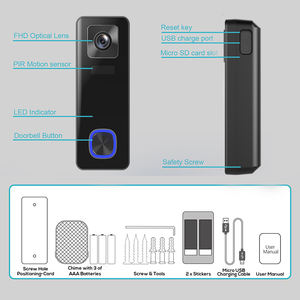 Haute sécurité 5MP HD Wifi rechargeable Smart Ip65 détection de nuit alarme IP sans fil IP anneau vidéo sonnette filaire avec moniteur - Product Image 5