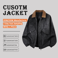 Veste en similicuir suédé vintage pour homme, col contrastant, coupe ample mi-longue, coupe-vent, décontractée, pour l'automne