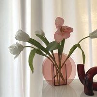 Décoration géométrique moderne Ins Design Home Art avec vase en pierre de fleurs en acrylique transparent pour collocation de salle de séjour à la maison douce