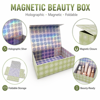 Caja de Regalo Magnética de Lujo Personalizada al por Mayor para Cosméticos, con Impresión Holográfica, Reciclable y Plegable, para Tiendas de Belleza